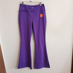 NCAA Clemson Tigers Zoozatz Cross Waist Flare Leggings Purple Womens M